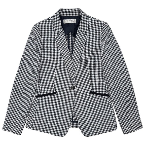 Tahari Size S Woman Arthur S. Levine Womens Black & White Houndstooth Blazer - Picture 1 of 9